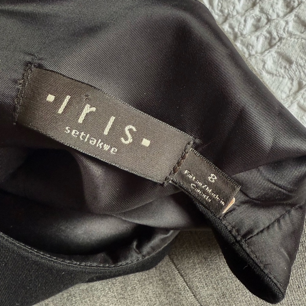 Iris Setlakwe Two-Tone Sheath Dress Black Gray Sleeveless Fitted Classic Size 8 - Picture 5 of 11